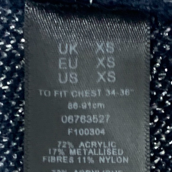 ASOS knitted Metallic yarn Sweater in Navy and Silver metallic sz Xs Mens - Picture 10 of 10